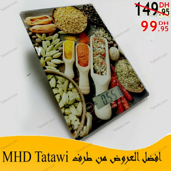 Kenz Balance de cuisine électronique, pese produit verre trempé 1g-5kg  (pile inclut) - MHD Tatawi
